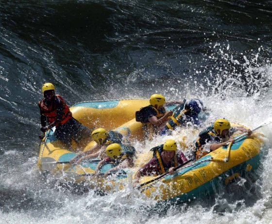White water rafting in the gorge below the Victoria Falls