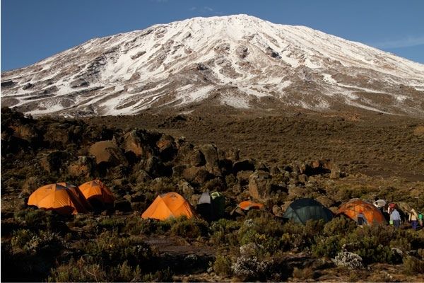 camp set up on the flanks of kilimanjaro