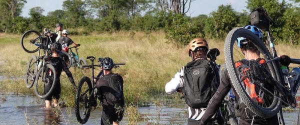 Botswana Cycling - Day 3 hiking with bikes